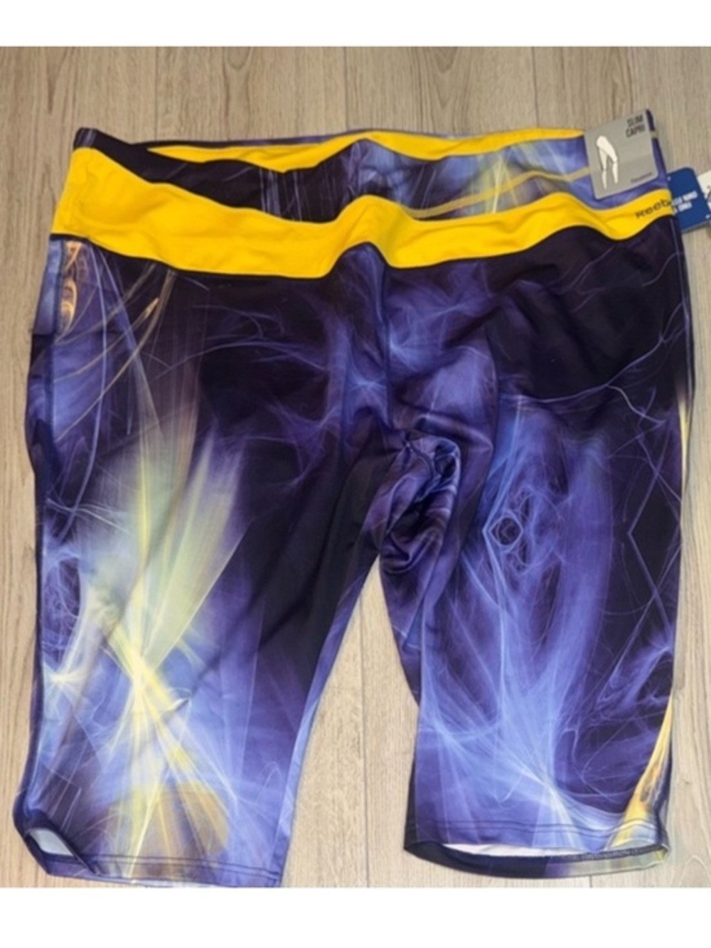 Reebok Purple & Yellow Women’s slim Capri crop Leggings tights